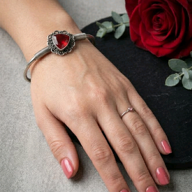 Pink Onyx Silver Bracelet 