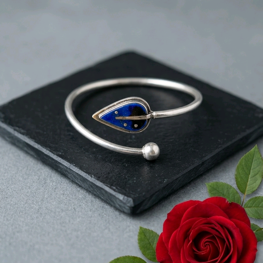 Blue Enamel Silver Bracelet 