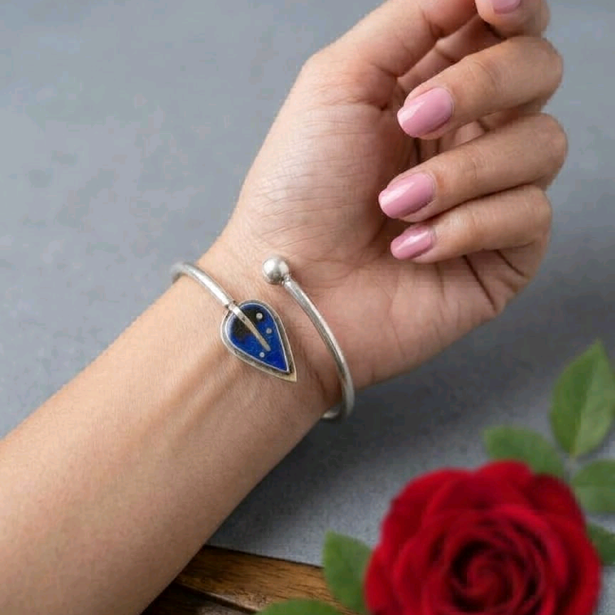 Blue Enamel Silver Bracelet 