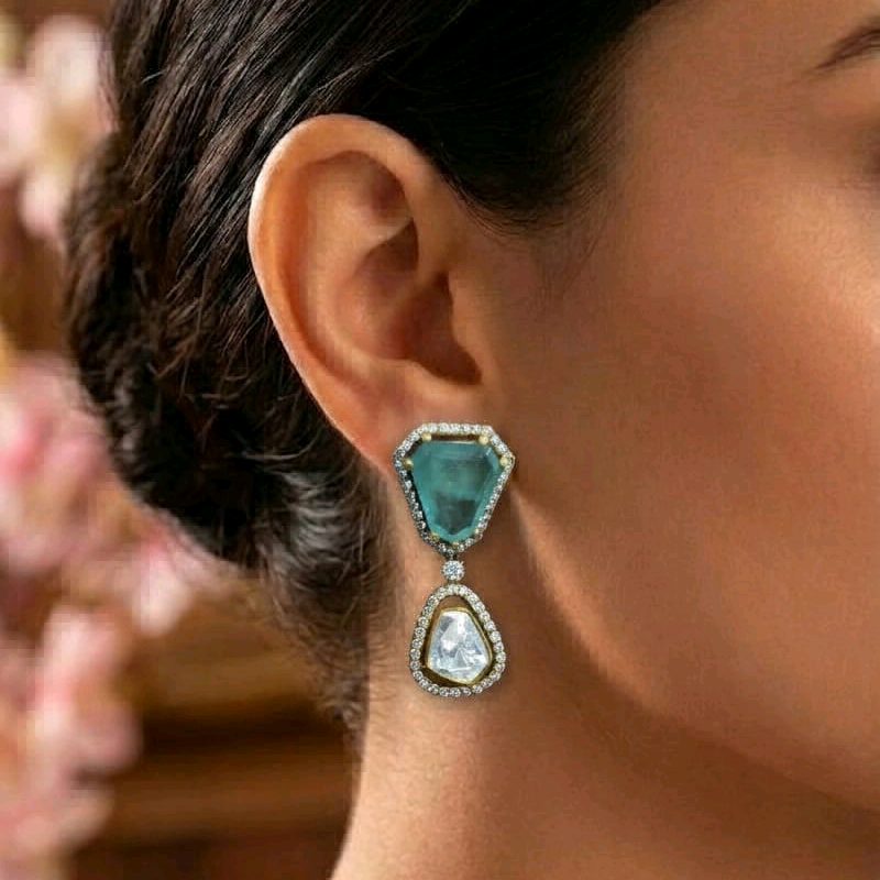 Victorian Green Moissanite Earrings 