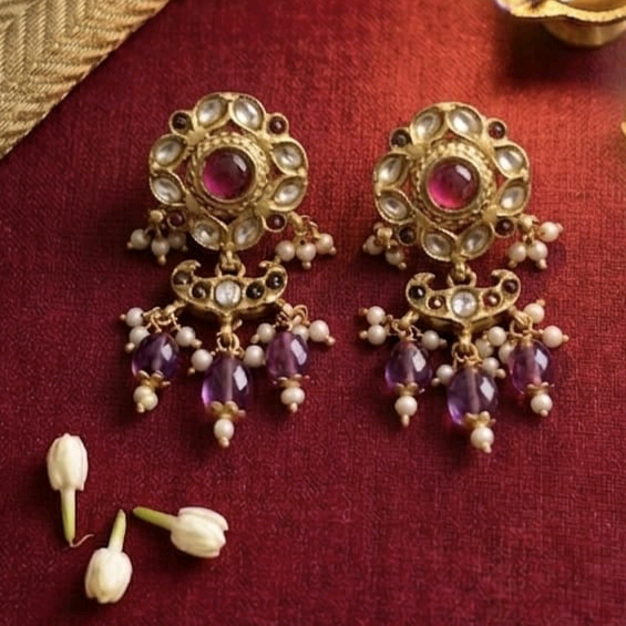 MaYuRa Classic Kundan Danglers