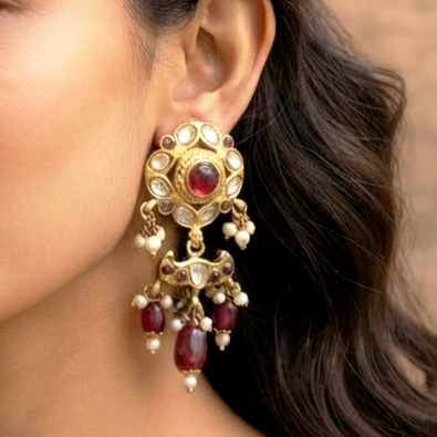 MaYuRa Classic Kundan Danglers