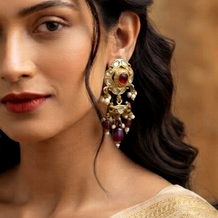 MaYuRa Classic Kundan Danglers