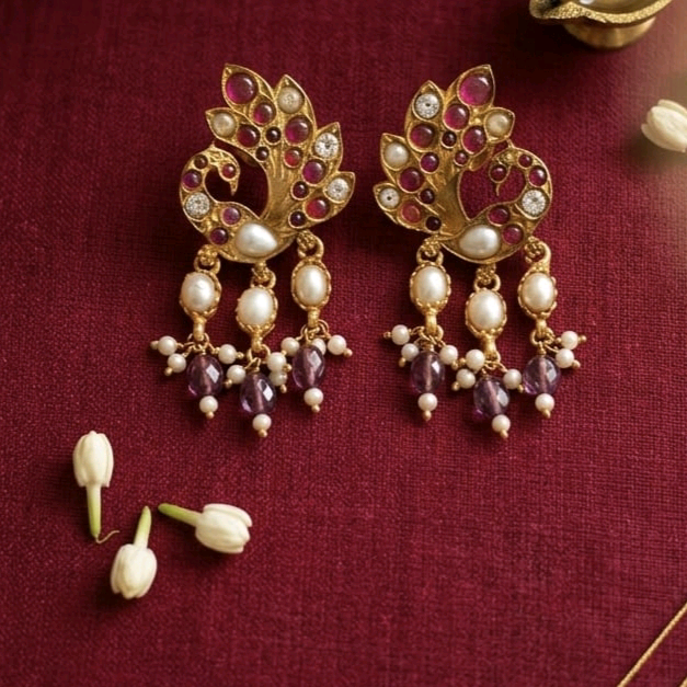 MaYuRa Kundan Peacock Earrings