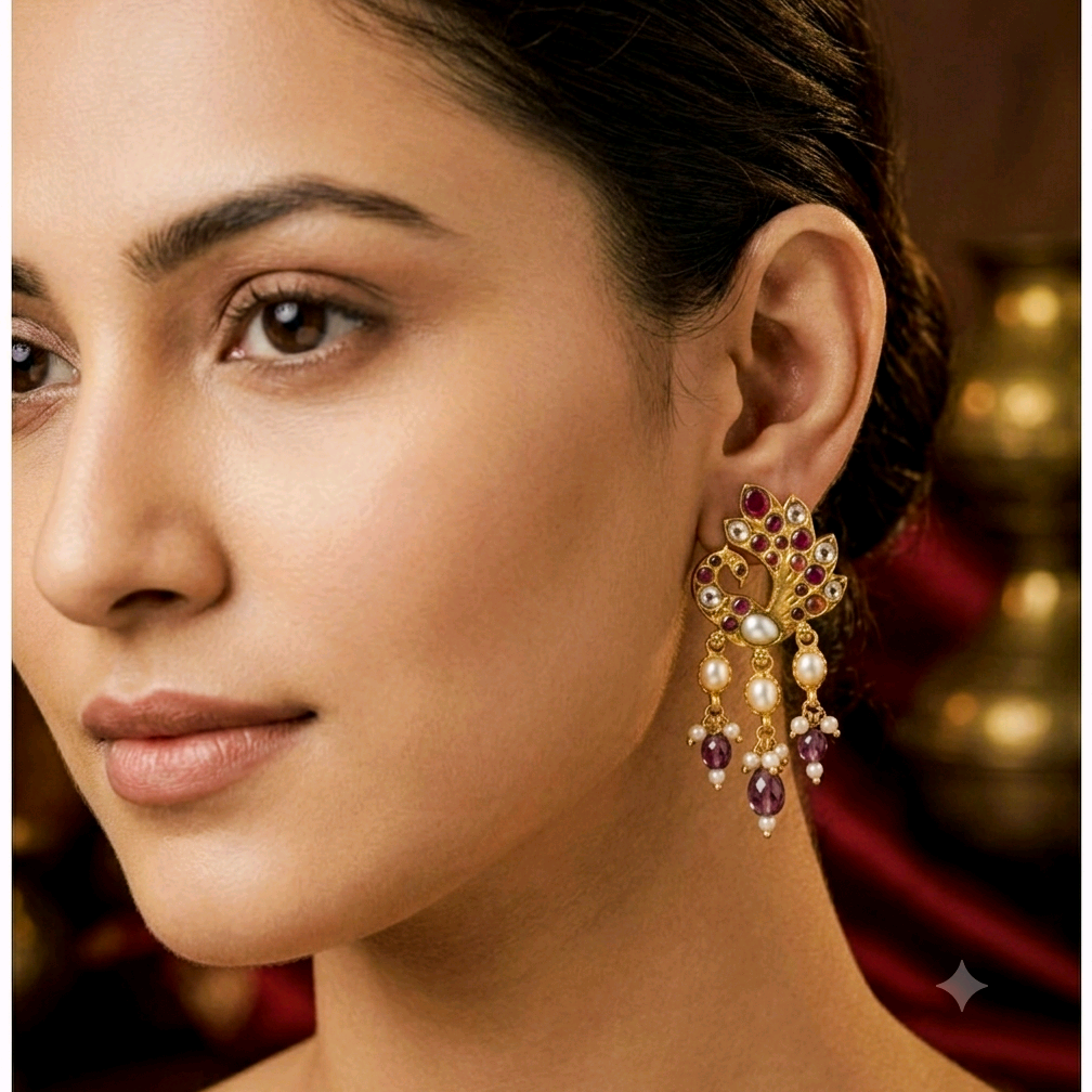 MaYuRa Kundan Peacock Earrings