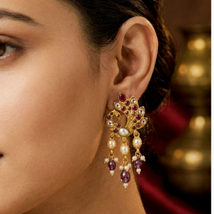 MaYuRa Kundan Peacock Earrings