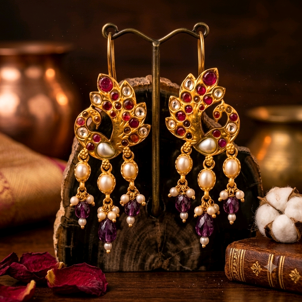 MaYuRa Kundan Peacock Earrings