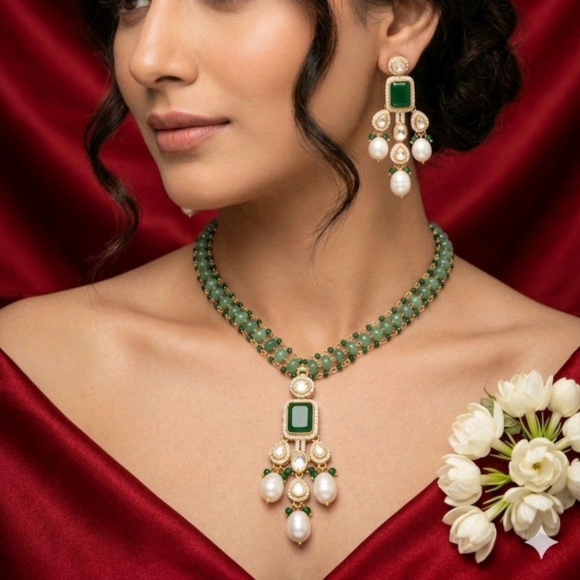 Moissanite Ethnic Nacklace Set 