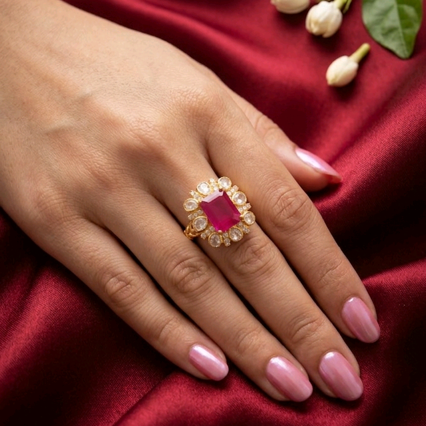 Moissanite Ruby Ring
