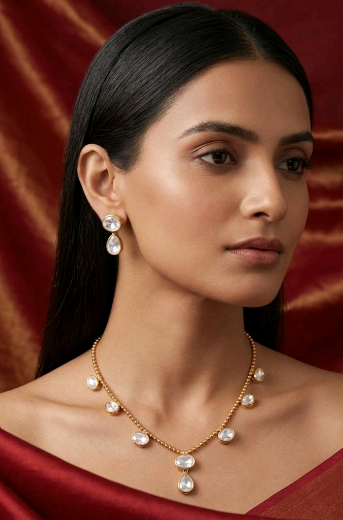Elegance Moissanite Polki Set