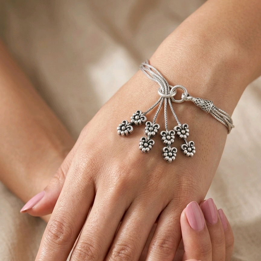 Silver Tassels Bracelet 