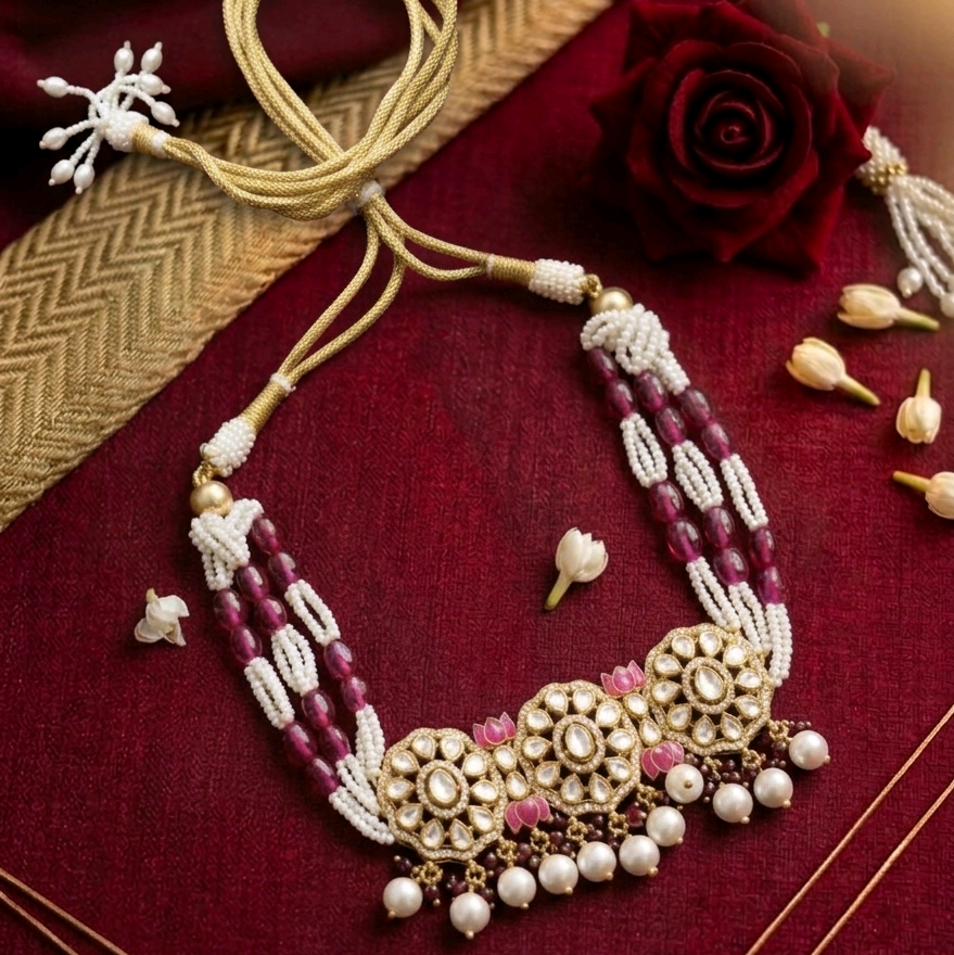 Moissanite Lotus Choker Set