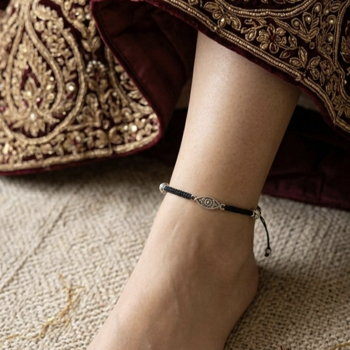 Silver Evil Eye Anklet 