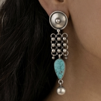 Silver Turquoise Drop Earrings 