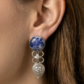 Sodalite Gemstone Silver Drop Danglers