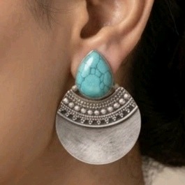 Bohemian Silver Stud Earrings 