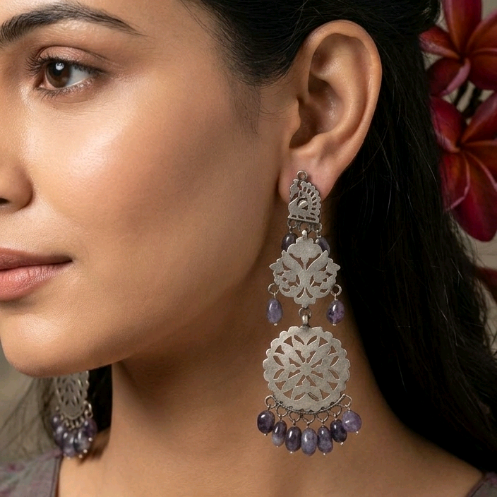 Tribal Silver Filigree Danglers 