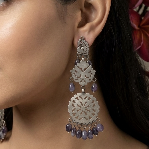 Tribal Silver Filigree Danglers 