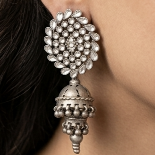 Silver Polki Floral Earrings 