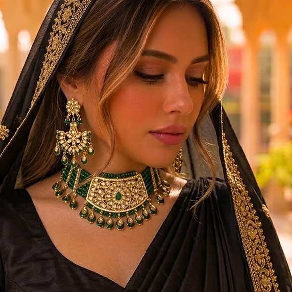 Iconic Golden Look Heavy Necklace Set