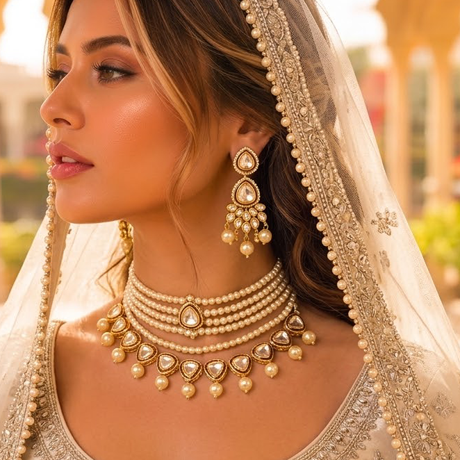 Iconic Golden Look Heavy Necklace Set
