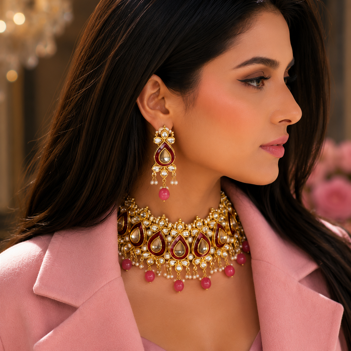 Iconic Golden Look Heavy Necklace Set