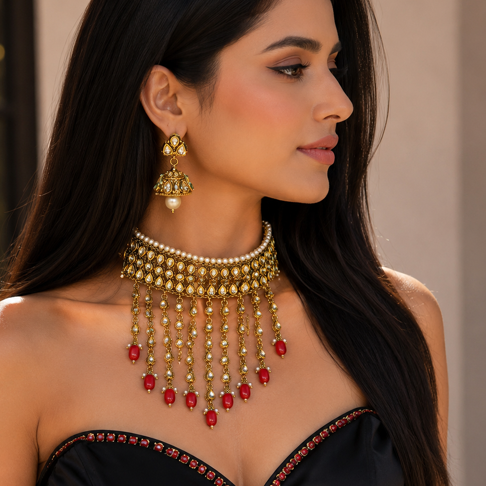 Iconic Golden Look Heavy Necklace Set