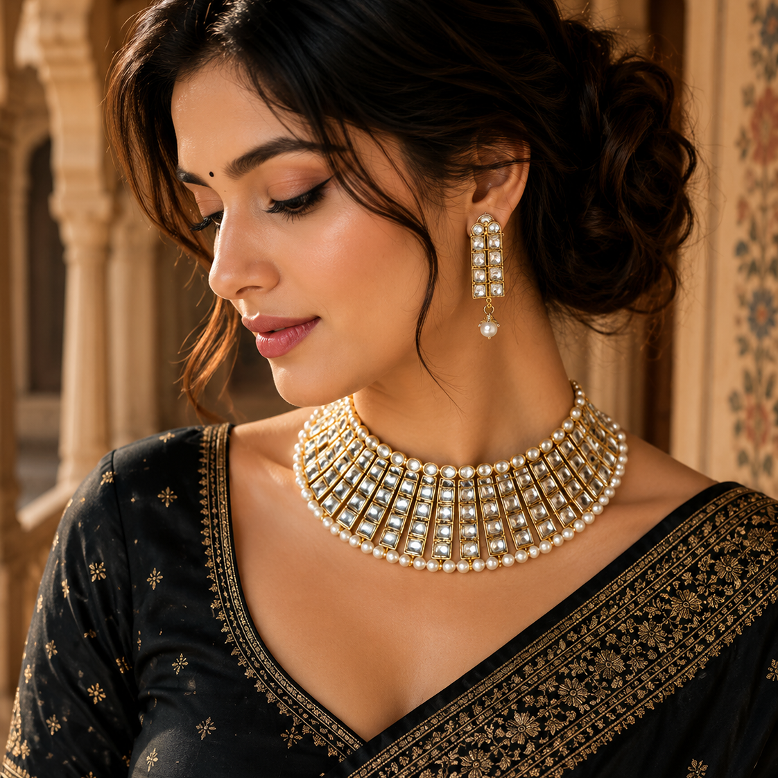 Iconic Golden Look Heavy Necklace Set