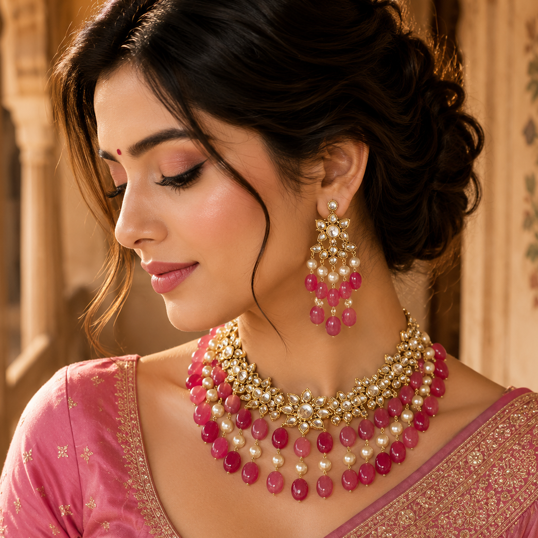 Iconic Golden Look Heavy Necklace Set