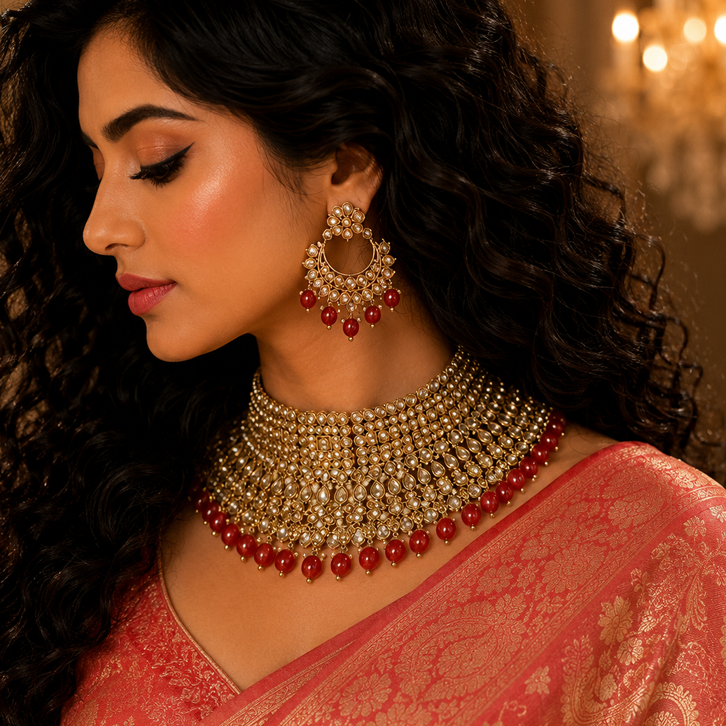 Iconic Golden Look Heavy Necklace Set