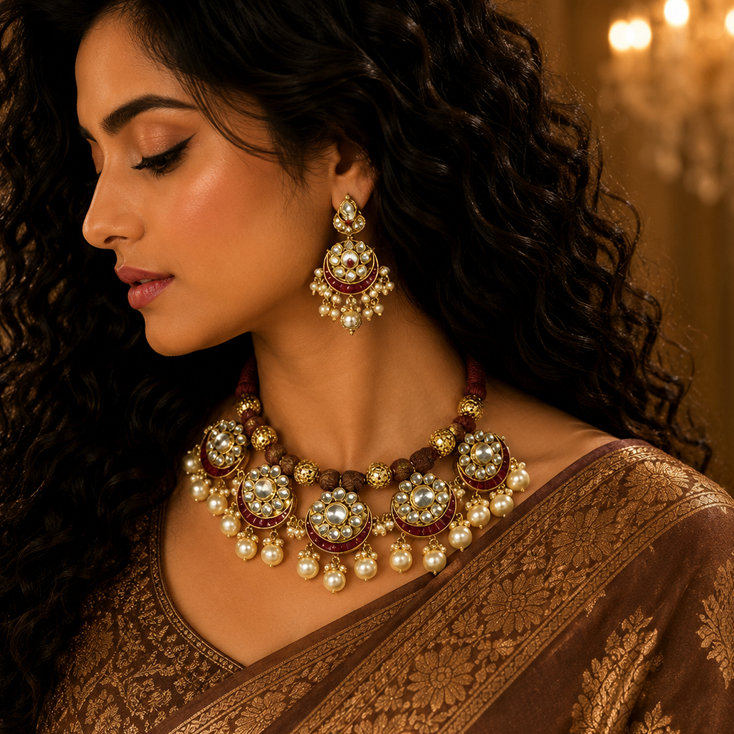 Iconic Golden Look Heavy Necklace Set