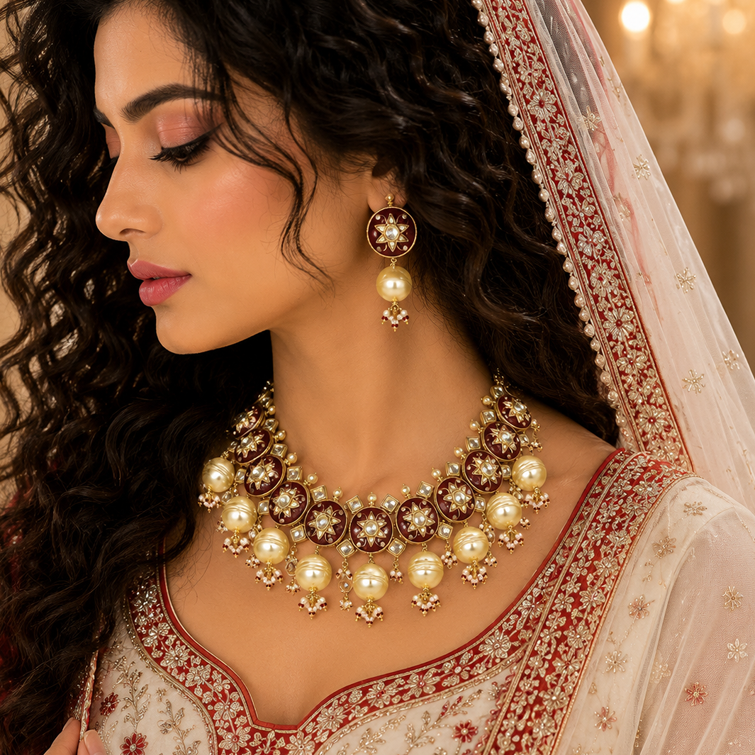 Iconic Golden Look Heavy Necklace Set