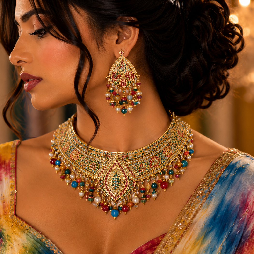 Iconic Golden Look Heavy Necklace Set