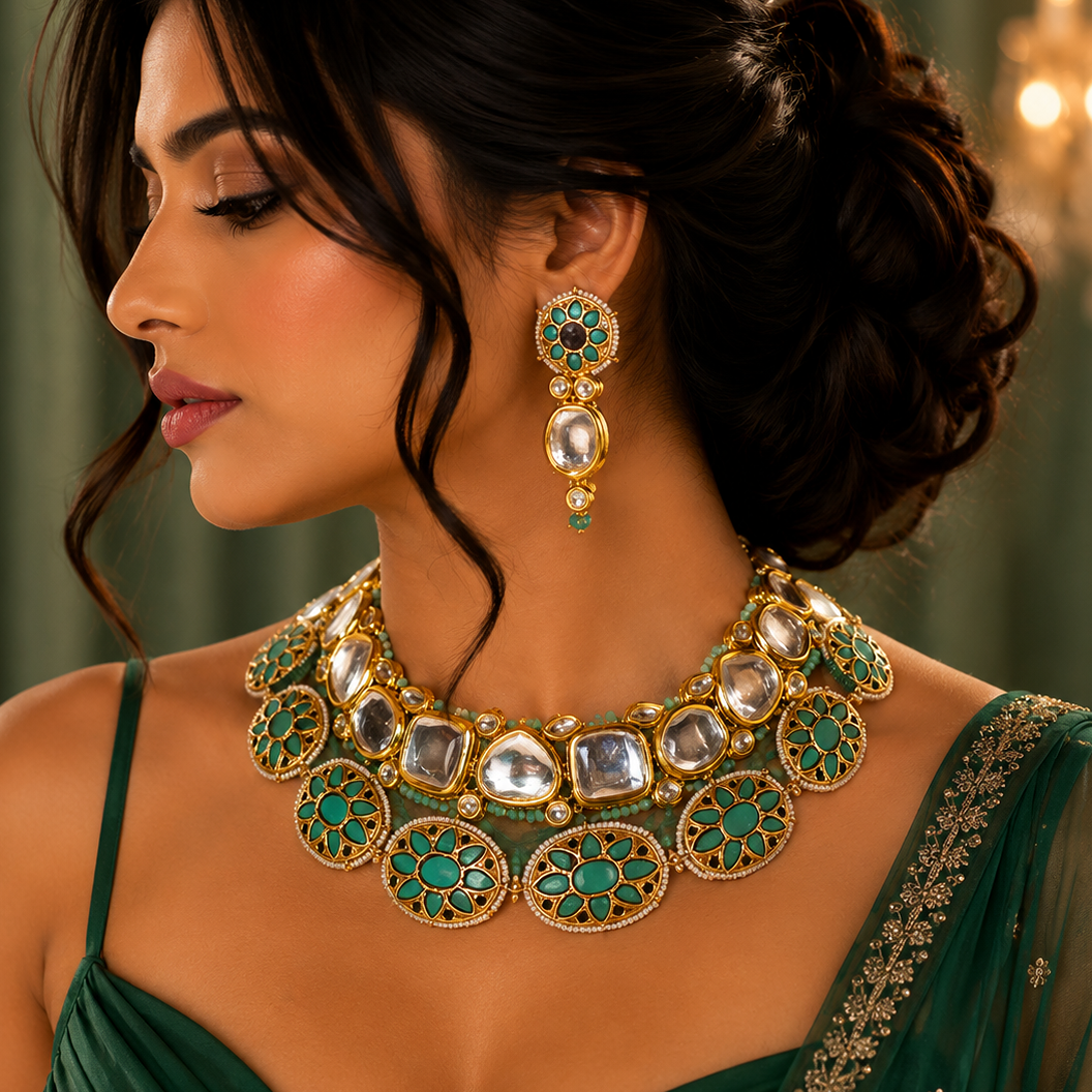 Iconic Golden Look Heavy Necklace Set