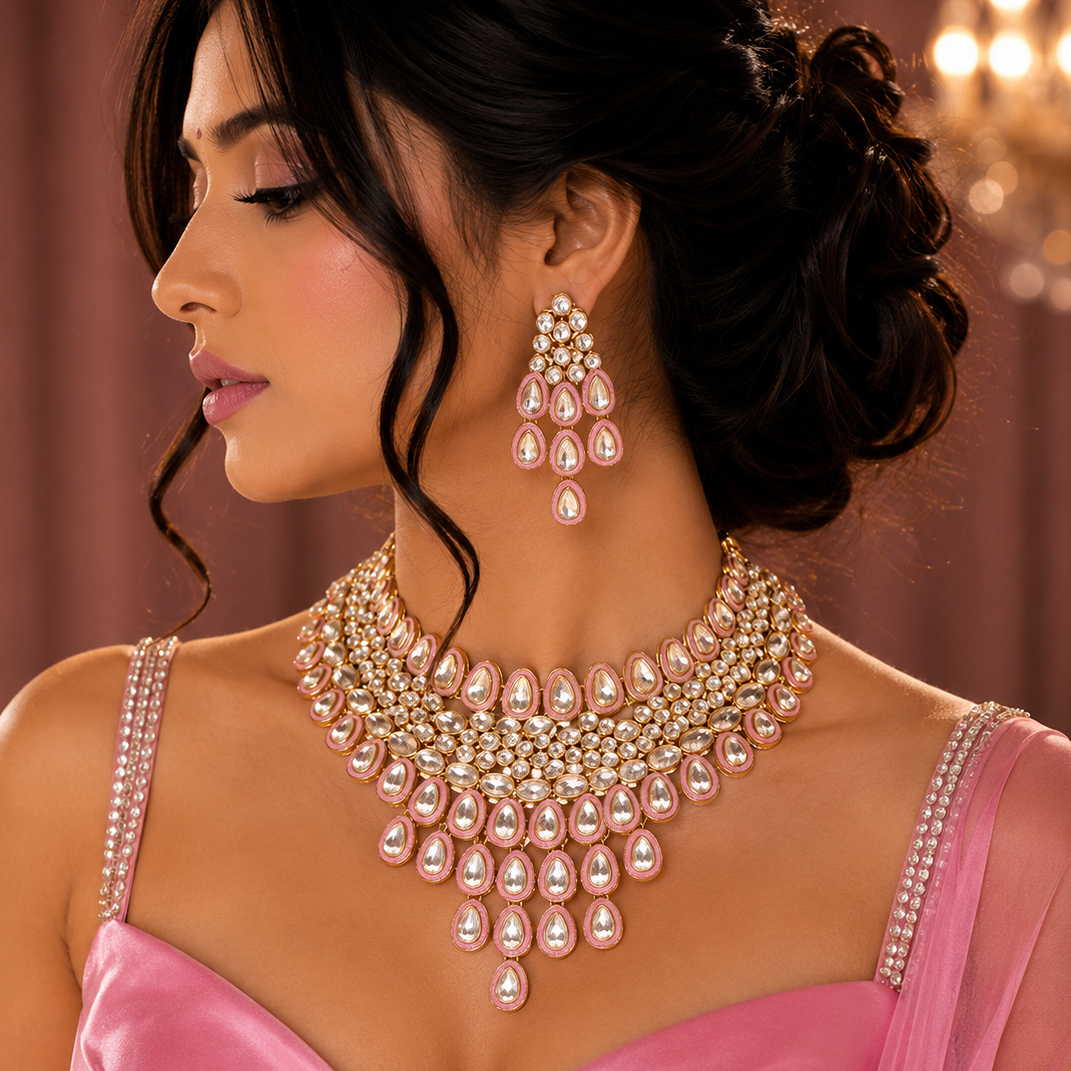 Iconic Golden Look Heavy Necklace Set