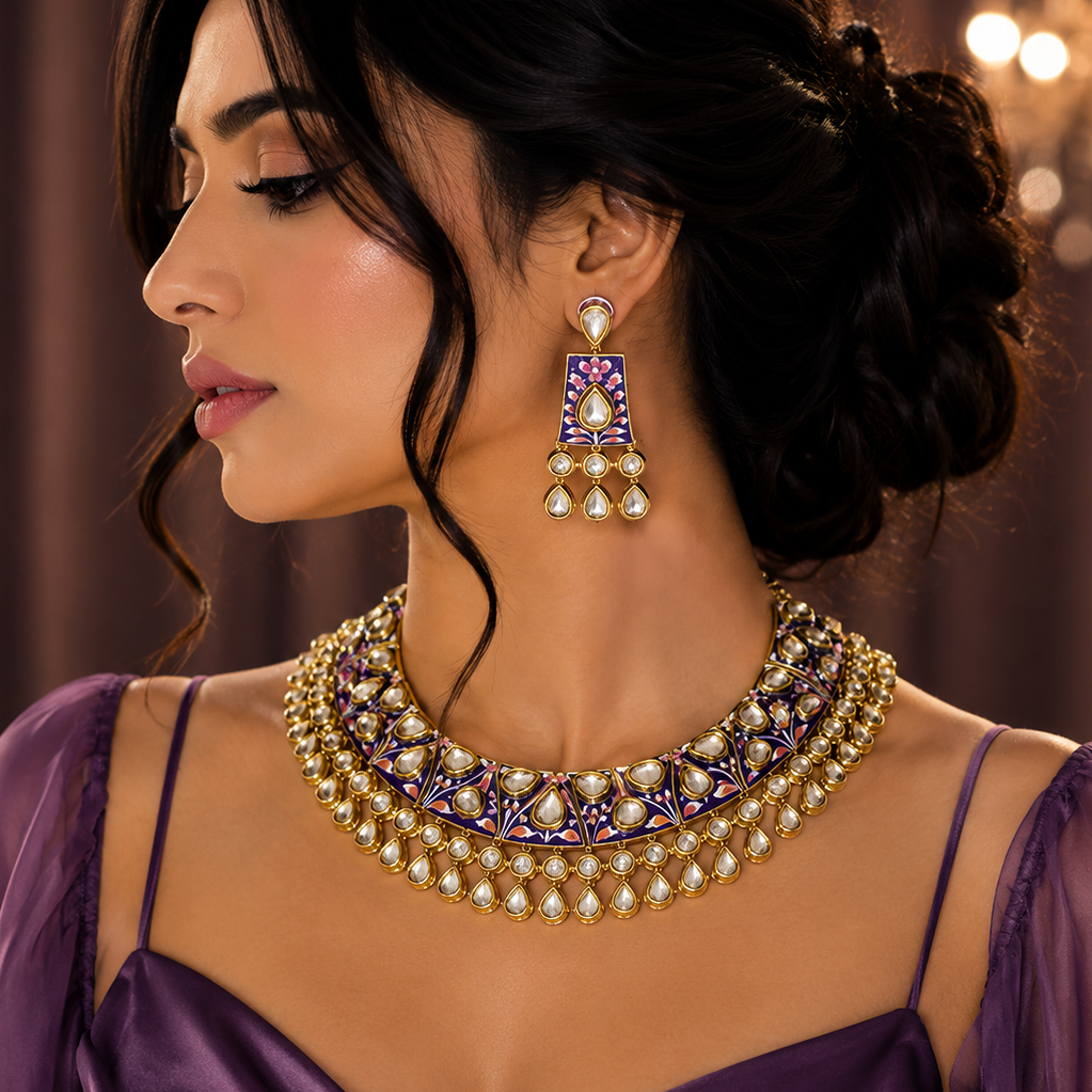 Iconic Golden Look Heavy Necklace Set