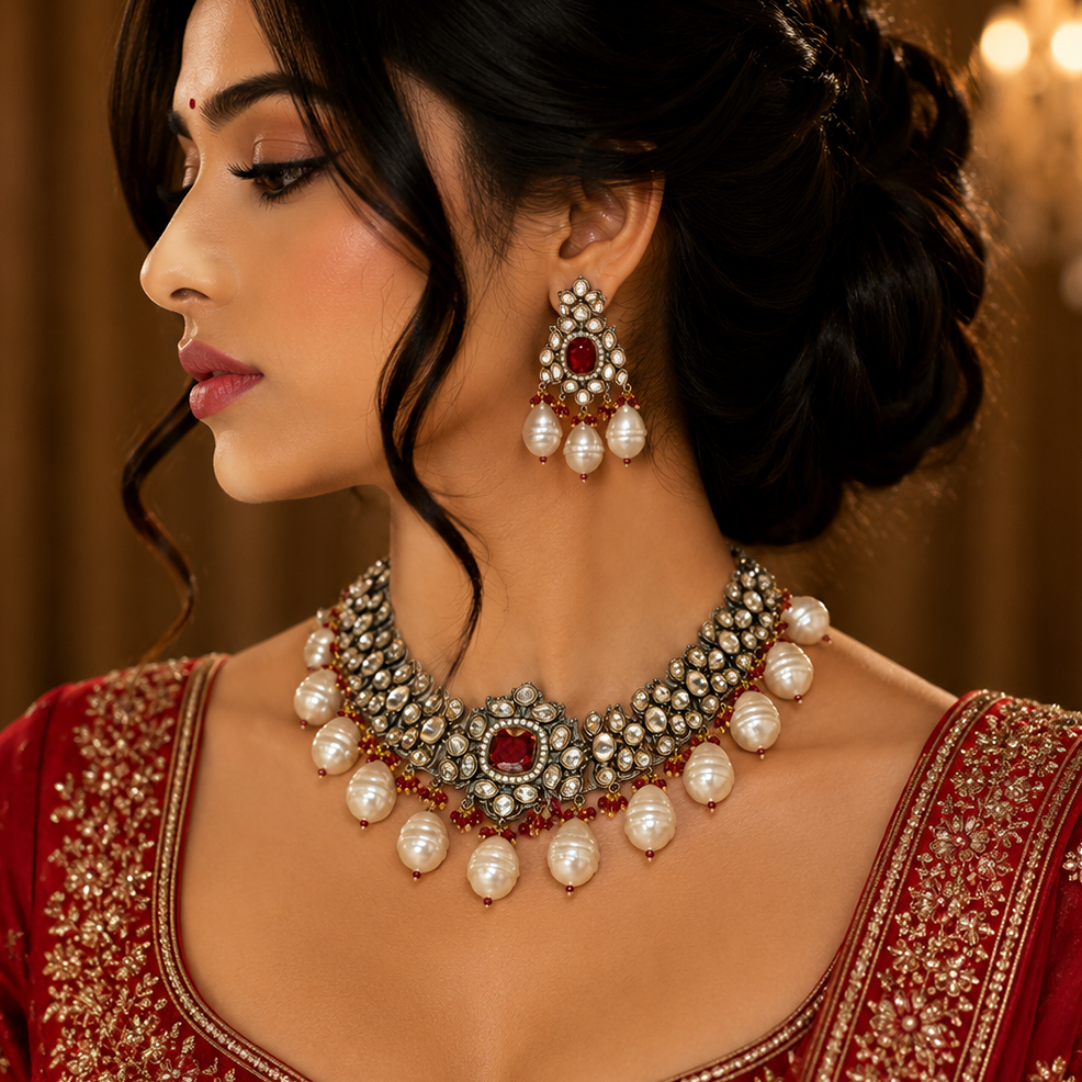 Iconic Golden Look Heavy Necklace Set