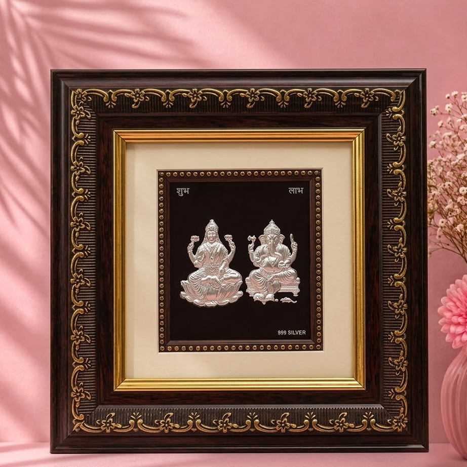 Silver Laxmi Ganesh Ji Frame