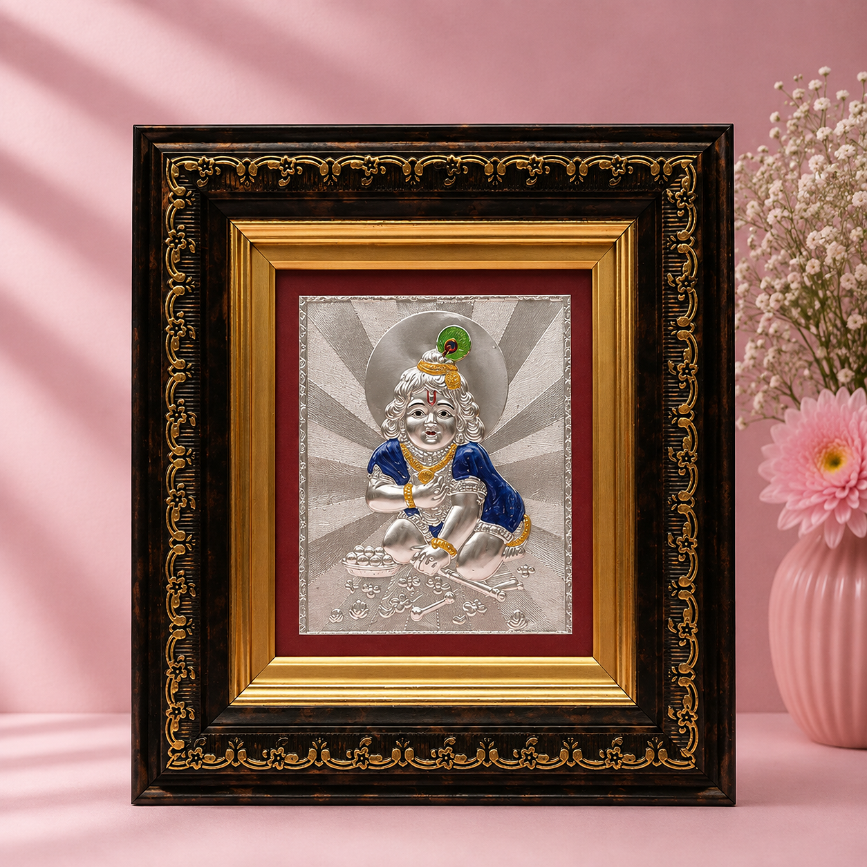 Silver Laddu Gopal Ji Frame