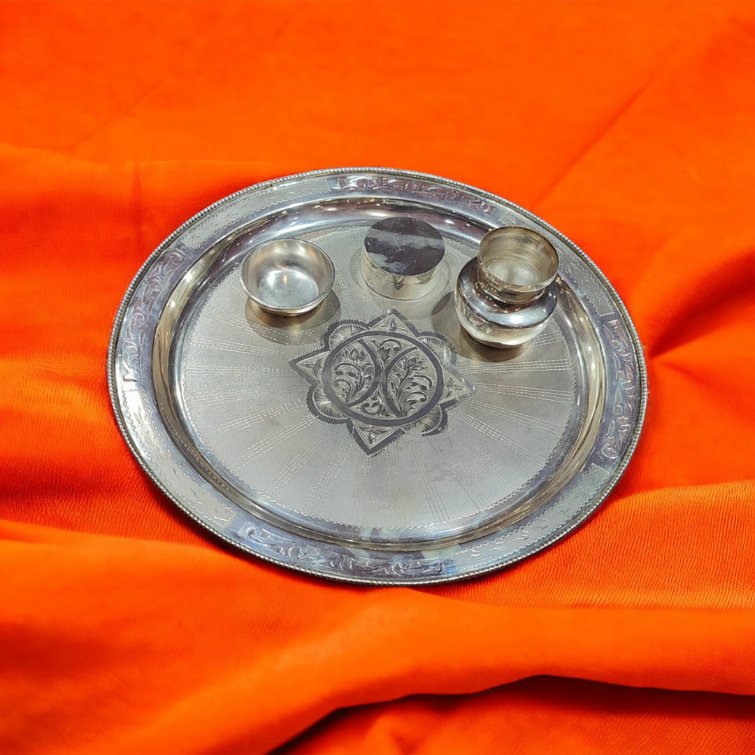 iconic silver puja thali 