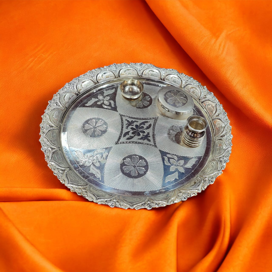 iconic silver puja thali 