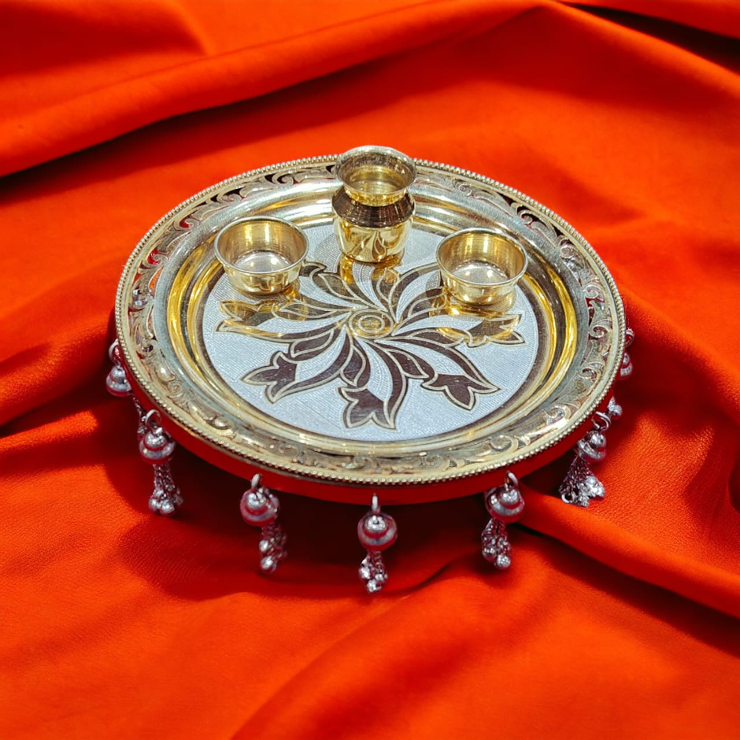 iconic silver puja thali 