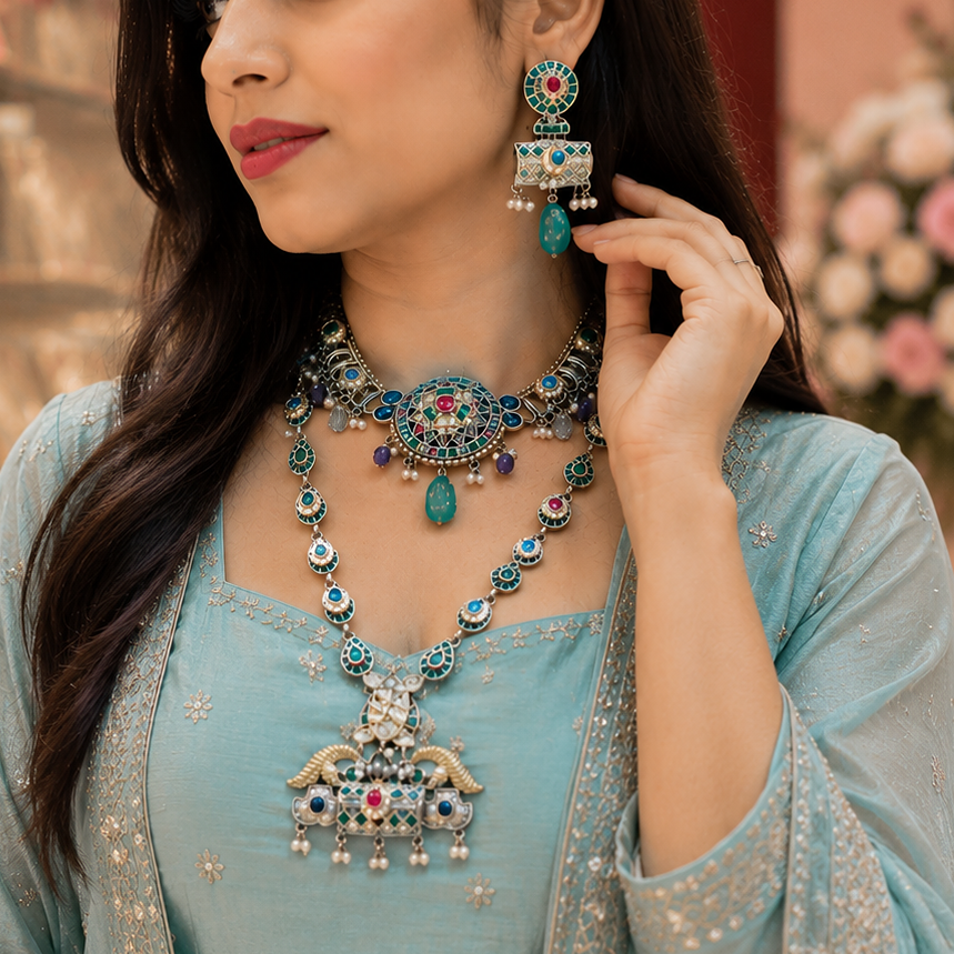 Oxidised Necklace Set