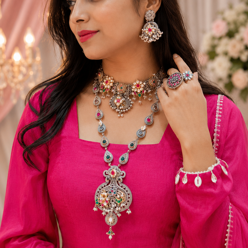 Oxidised Necklace Set
