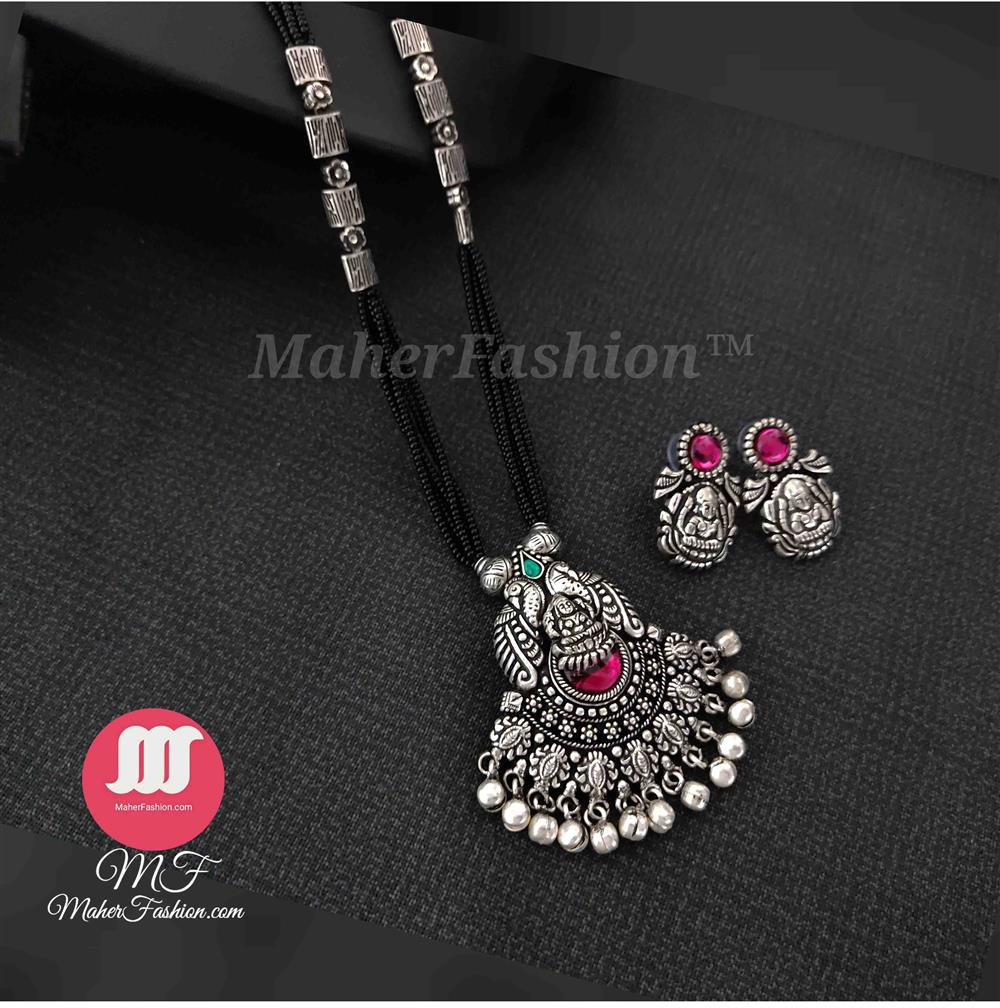 Peacock Designer Oxidised Long Mangalsutra  _Online _MaherFashion_Mumbai