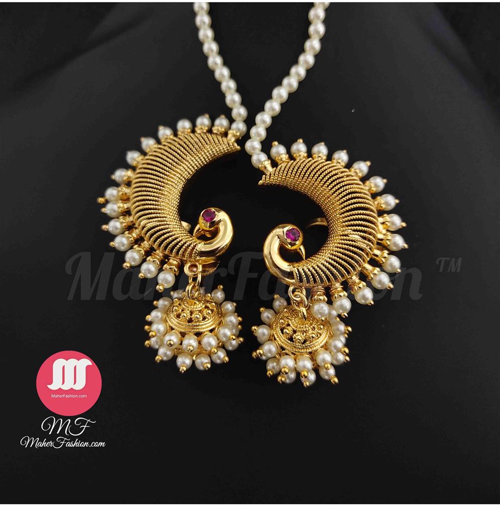 Peacock Design Half  Ear Cuff With Pearl MaherFashion_Online _Mumbai