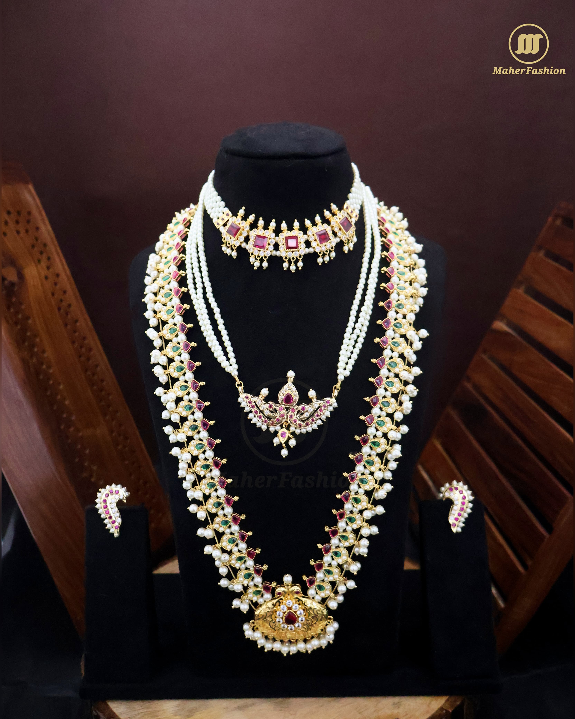 Shop Maharashtrian Pearl Moti Combo Design set COMBO SET Maher