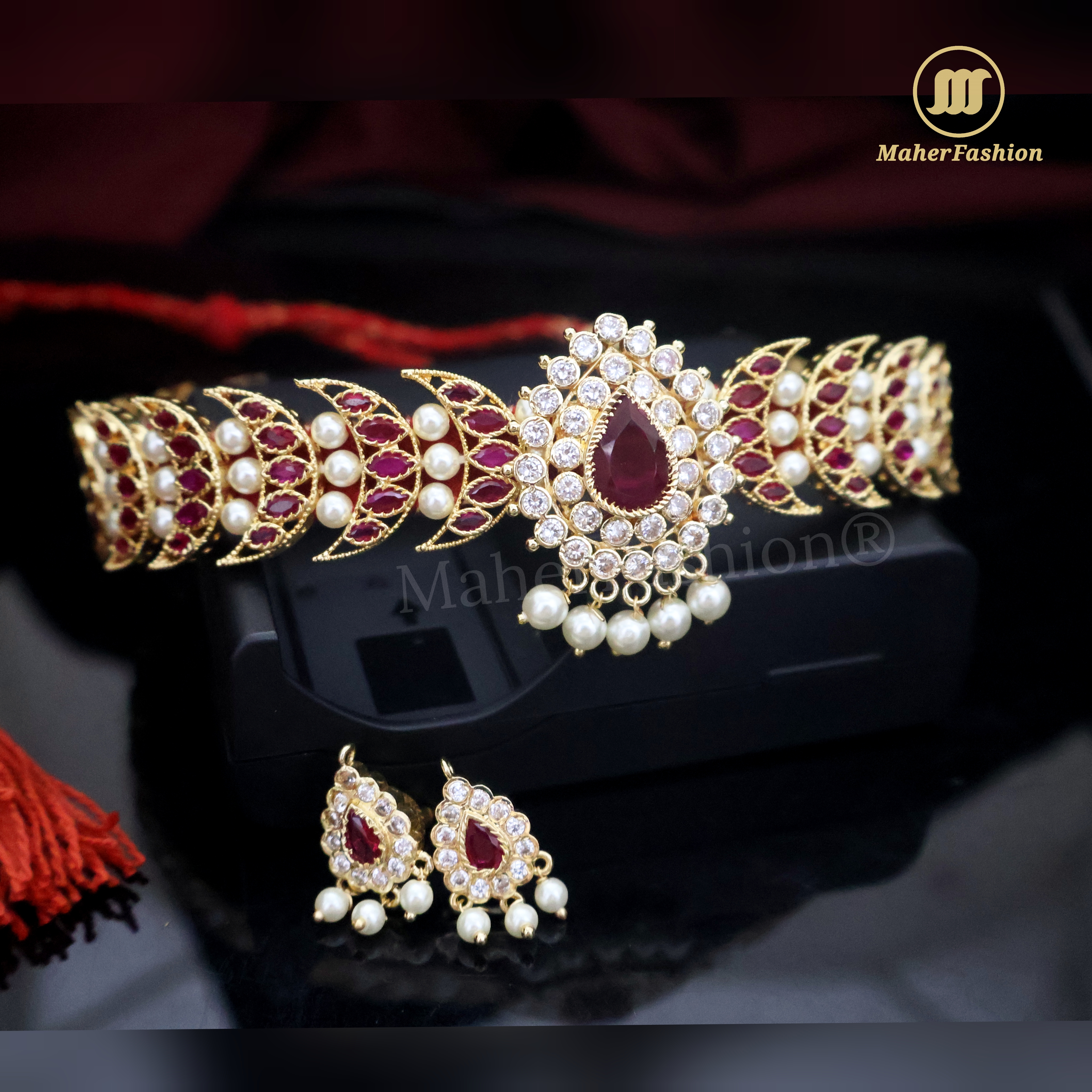 Glorious  Gold Plated Ruby Chandrakor For women