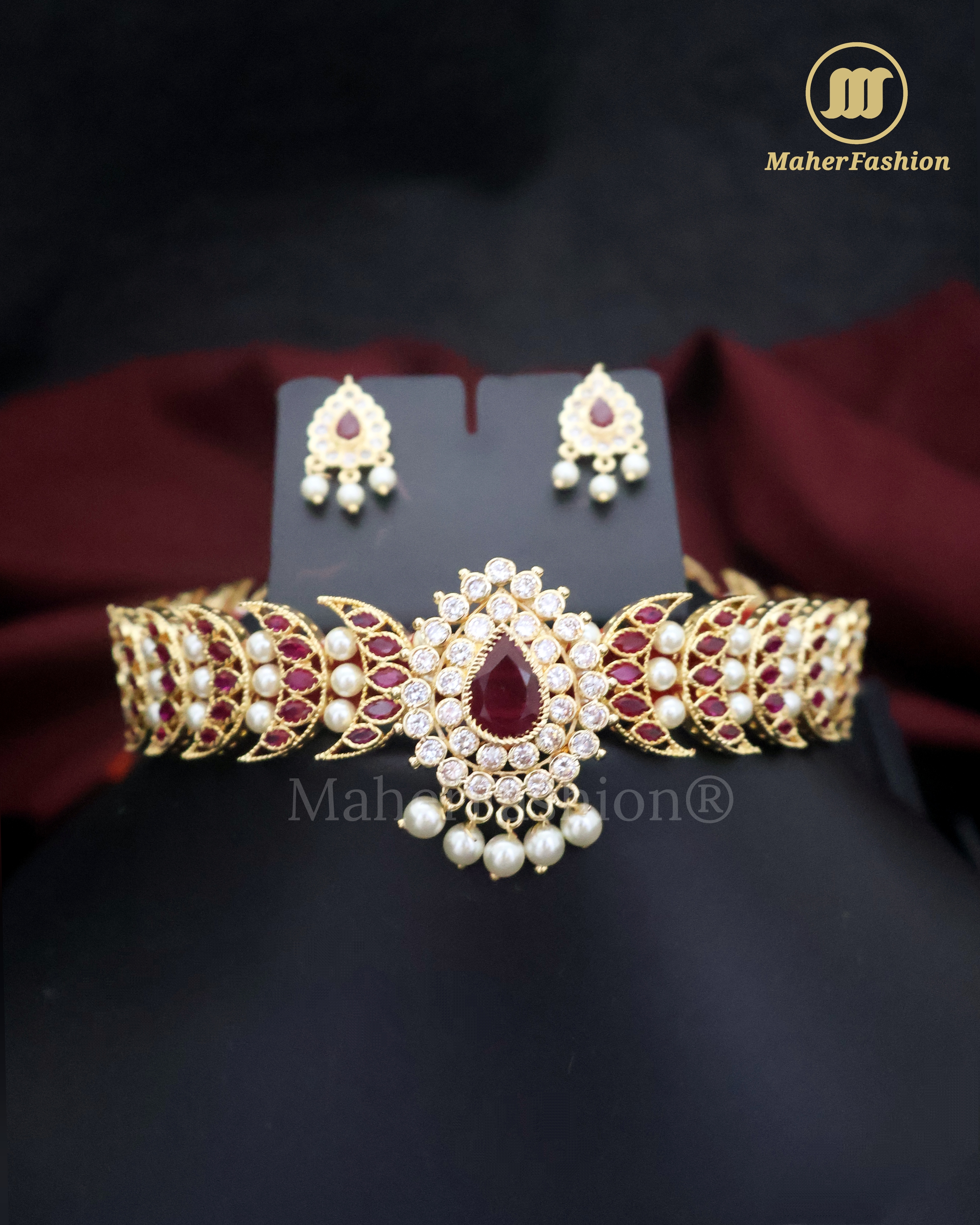 Glorious  Gold Plated Ruby Chandrakor For women
