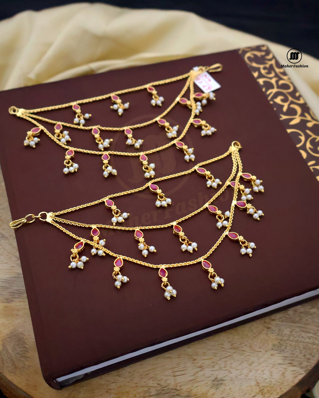 Moti Kanchain MEENAZ Brass Copper Gold Kanchain Layer Long Bridal